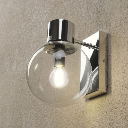 SFERIO Wall Light 1x E14/5W/230V Glossy Chrome/Clear Glass