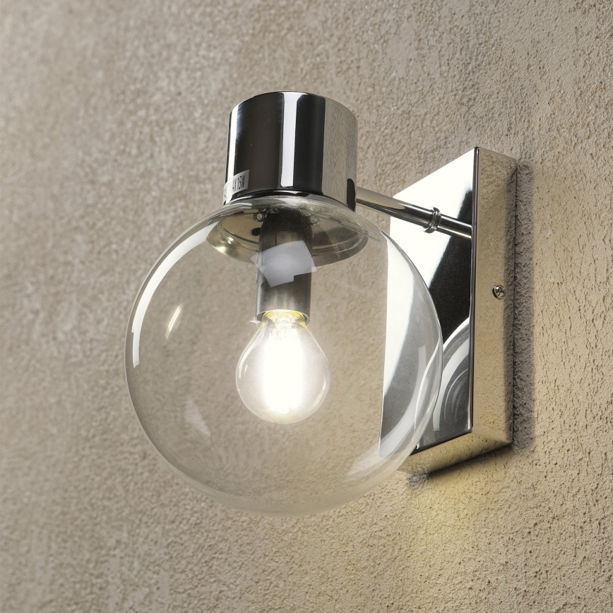 SFERIO Wall Light 1x E14/5W/230V Glossy Chrome/Clear Glass