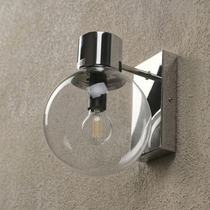 SFERIO Wall Light 1x E14/5W/230V Glossy Chrome/Clear Glass