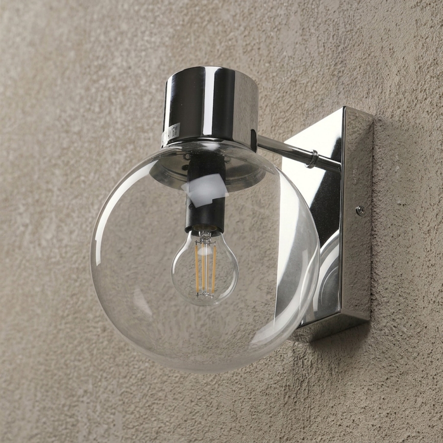 SFERIO Wall Light 1x E14/5W/230V Glossy Chrome/Clear Glass