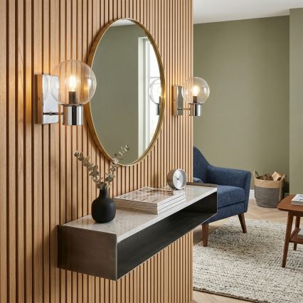 SFERIO Wall Light 1x E14/5W/230V Glossy Chrome/Clear Glass