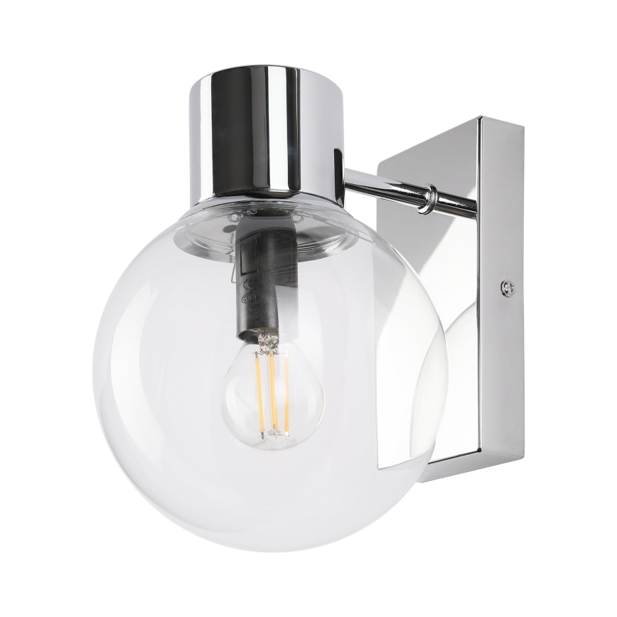 SFERIO Wall Light 1x E14/5W/230V Glossy Chrome/Clear Glass