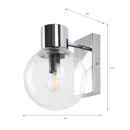 SFERIO Wall Light 1x E14/5W/230V Glossy Chrome/Clear Glass