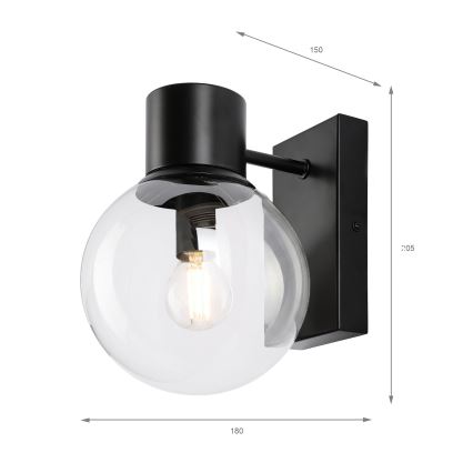 SFERIO Wall Light 1xE14/5W/230V Black/Clear