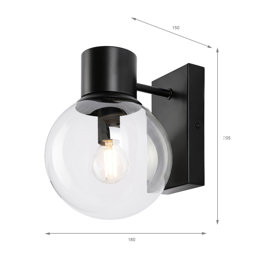 SFERIO Wall Light 1xE14/5W/230V Black/Clear