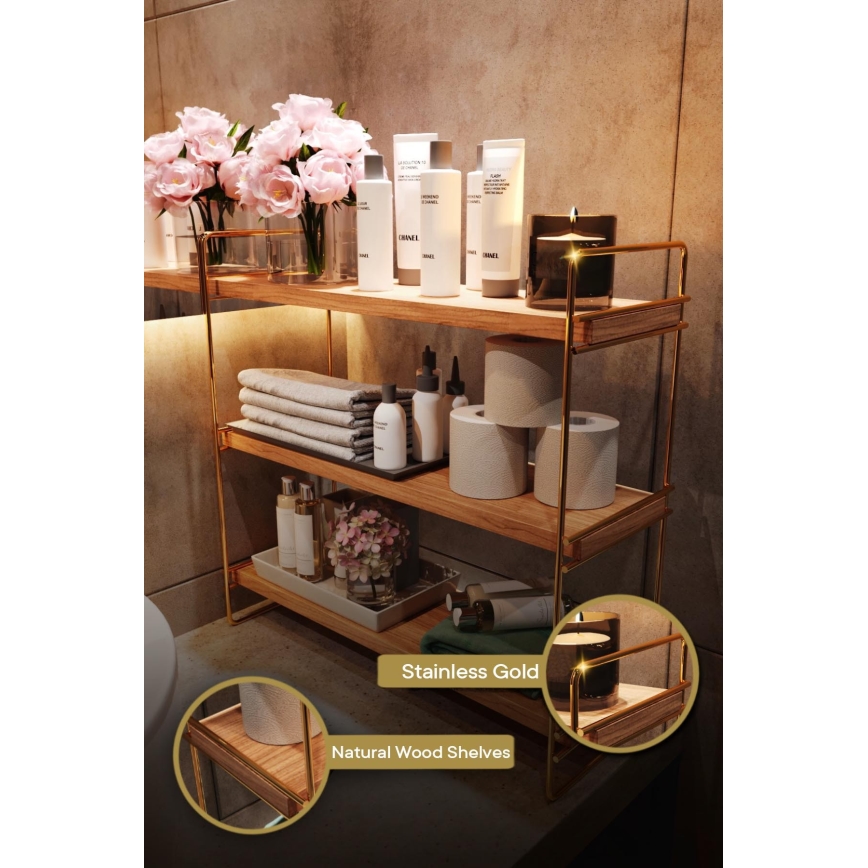 Shelf organizer 45x40 cm gold/brown