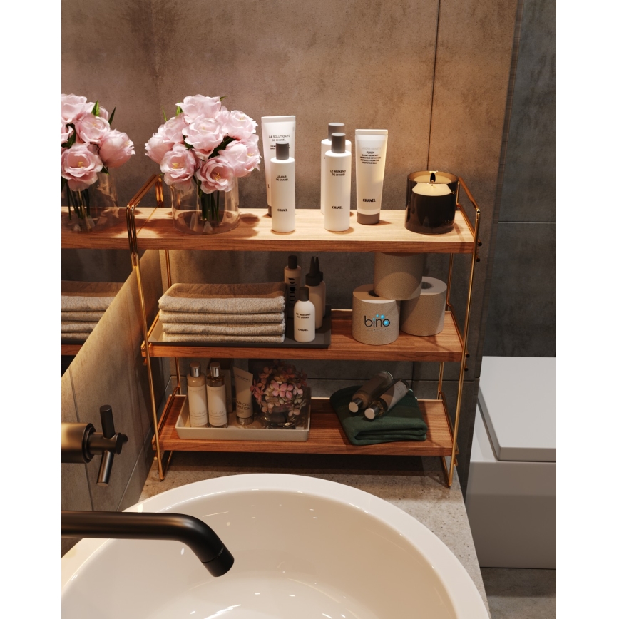 Shelf organizer 45x40 cm gold/brown