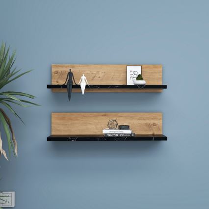 SHELFIE Set of 2 Shelves, Pine/Black
