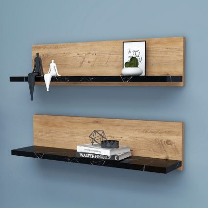 SHELFIE Set of 2 Shelves, Pine/Black