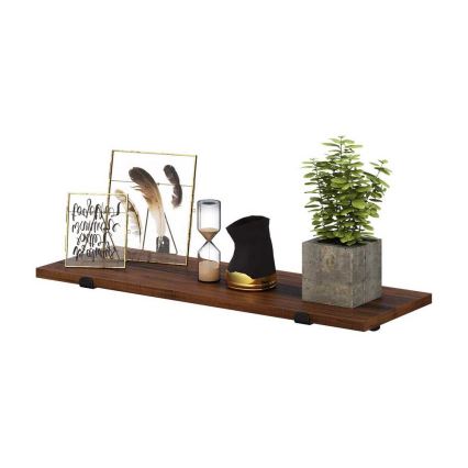 SHELFY Set of 2 Wall Shelves, Brown/Black