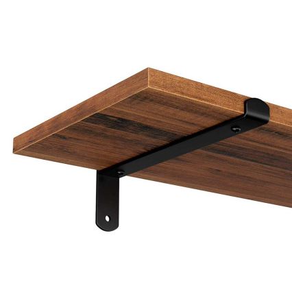 SHELFY Set of 2 Wall Shelves, Brown/Black