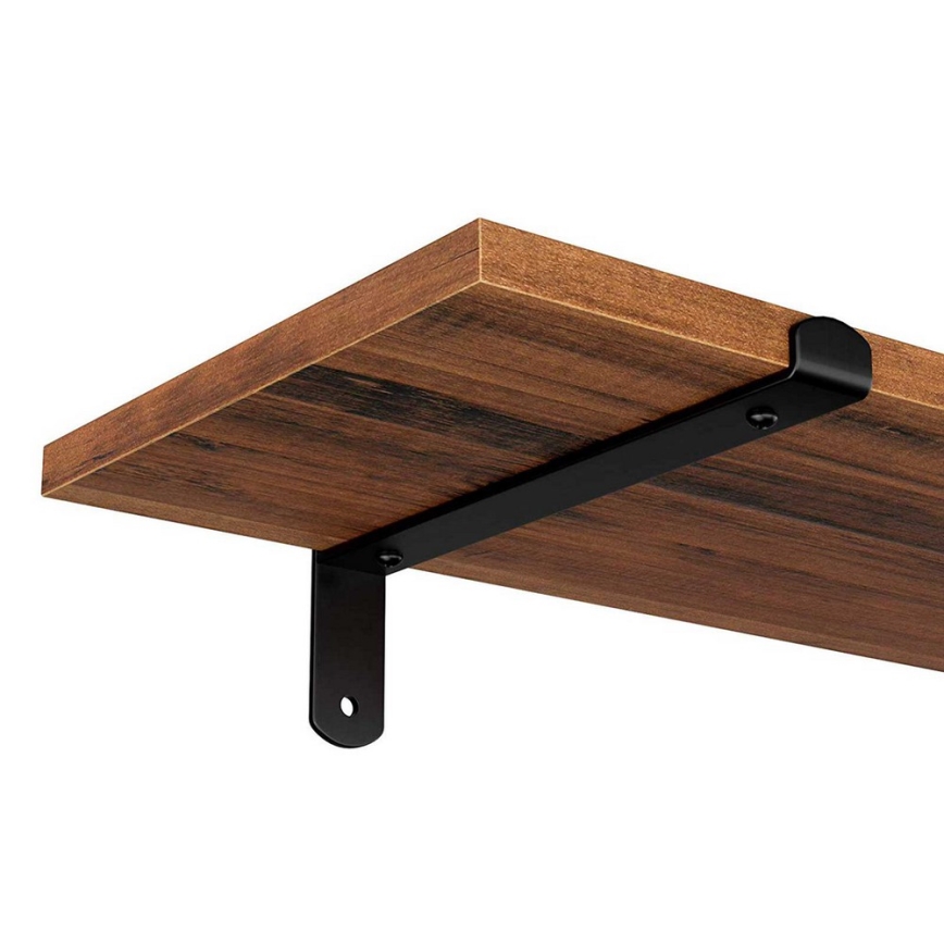 SHELFY Set of 2 Wall Shelves, Brown/Black