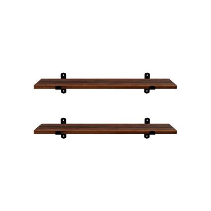 SHELFY Set of 2 Wall Shelves, Brown/Black