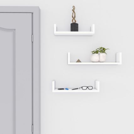 SHELFY Set of 3 Wall Shelves – White