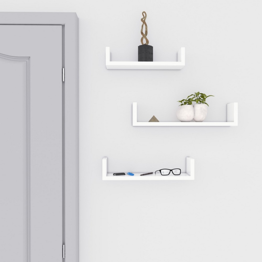 SHELFY Set of 3 Wall Shelves – White