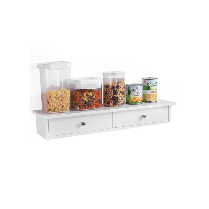 SHELFY White Wall Shelf with Compartments