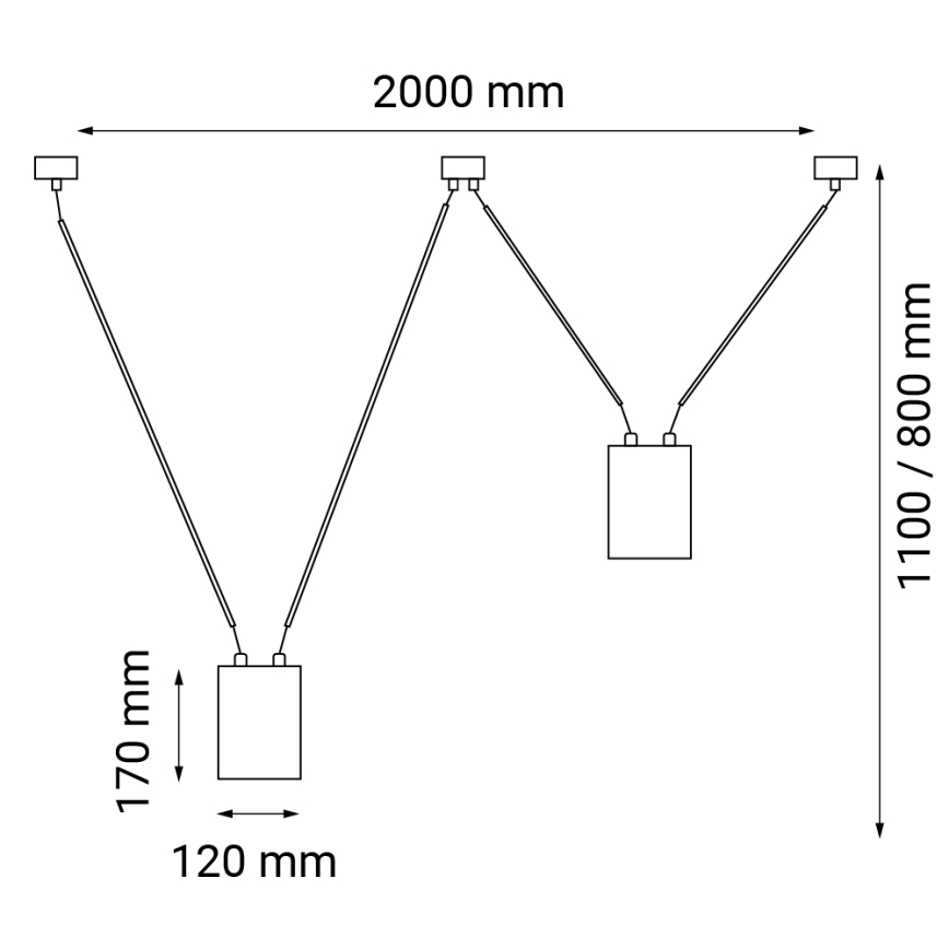Shilo - Chandelier on a string 2xGU10/15W/230V spider black