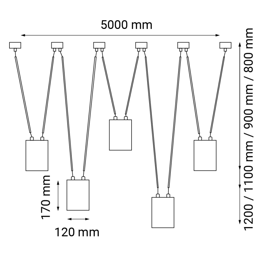 Shilo - Chandelier on a string 5xGU10/15W/230V spider black