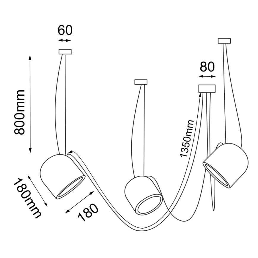 Shilo - Chandelier on a string 3xE14/15W/230V spider black