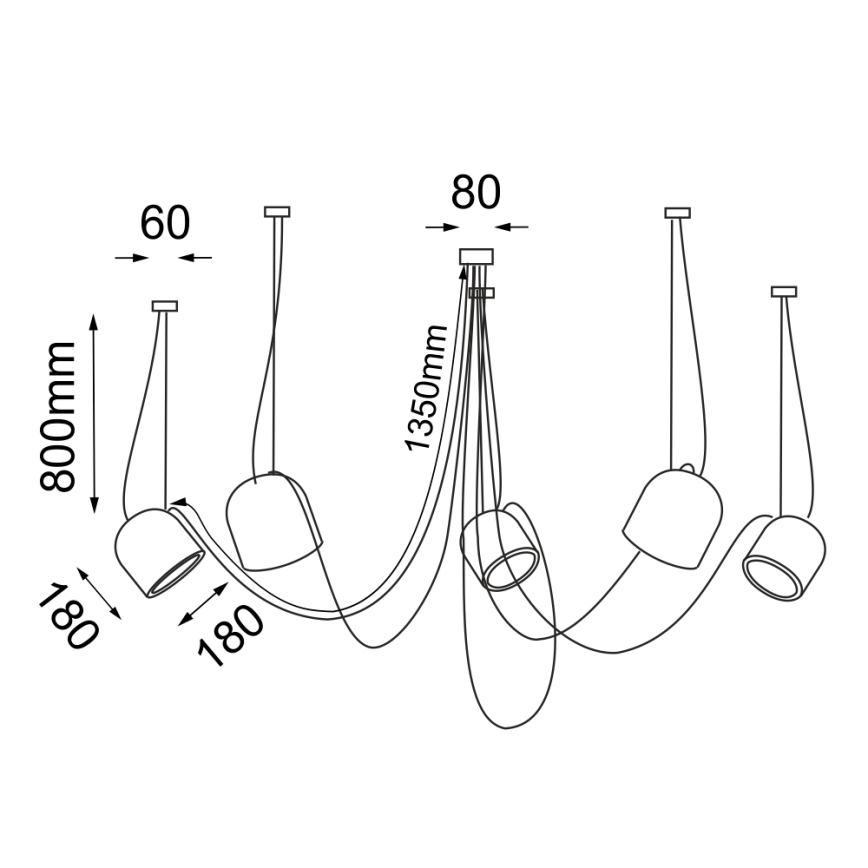 Shilo - Chandelier on a string 5xE14/15W/230V spider black