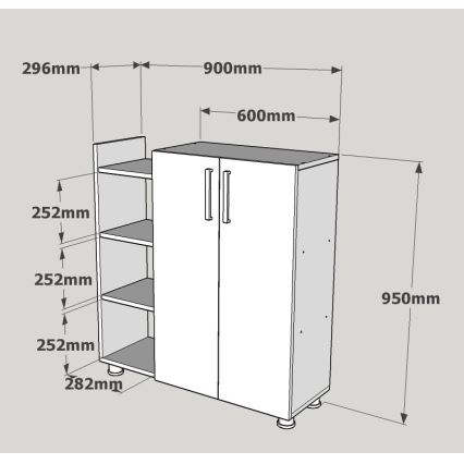 Shoe cabinet ASUS 95x90 cm white