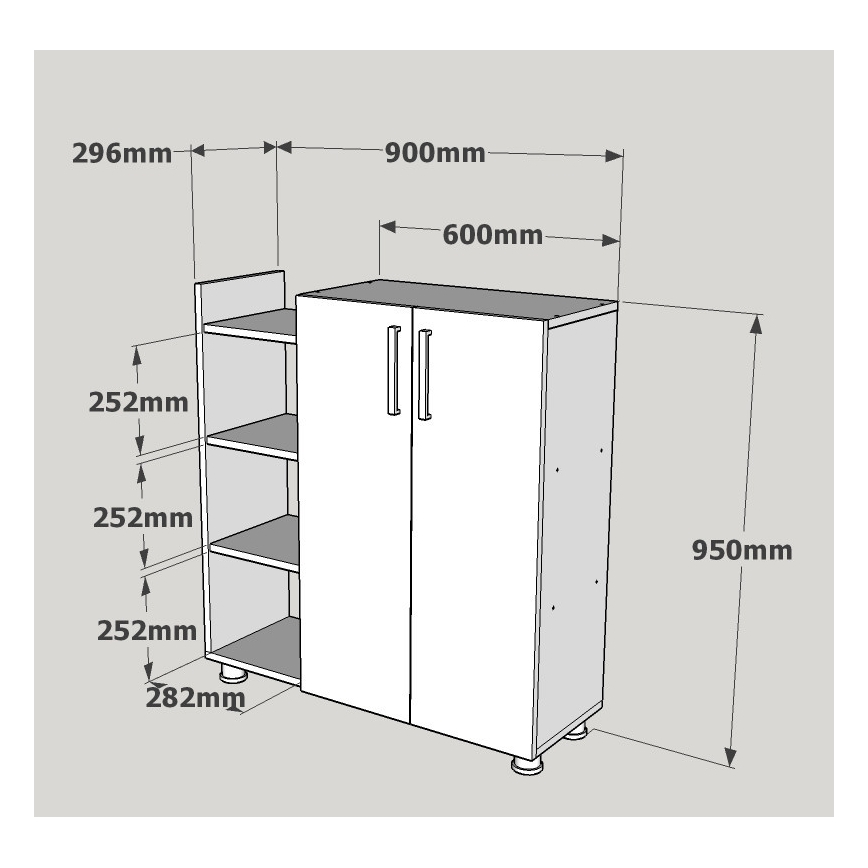 Shoe cabinet ASUS 95x90 cm white