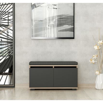 Shoe cabinet DRAGO 42x80 cm black/walnut