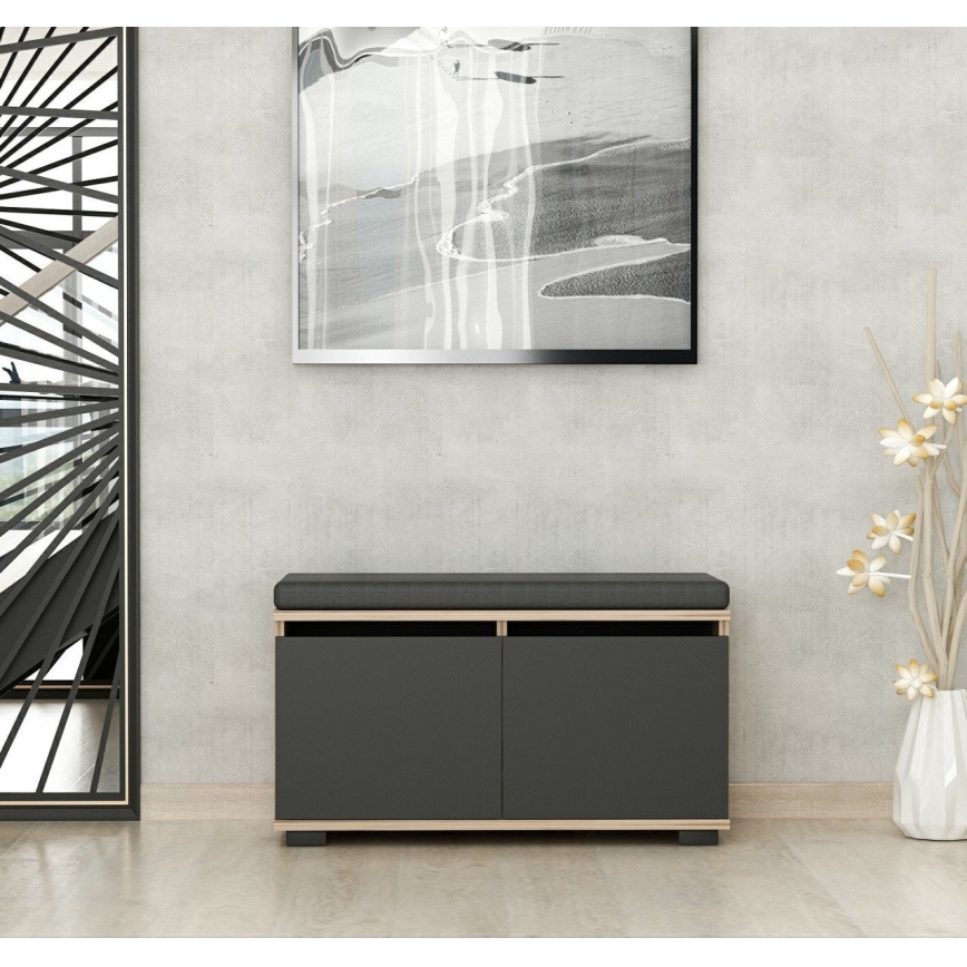 Shoe cabinet DRAGO 42x80 cm black/walnut