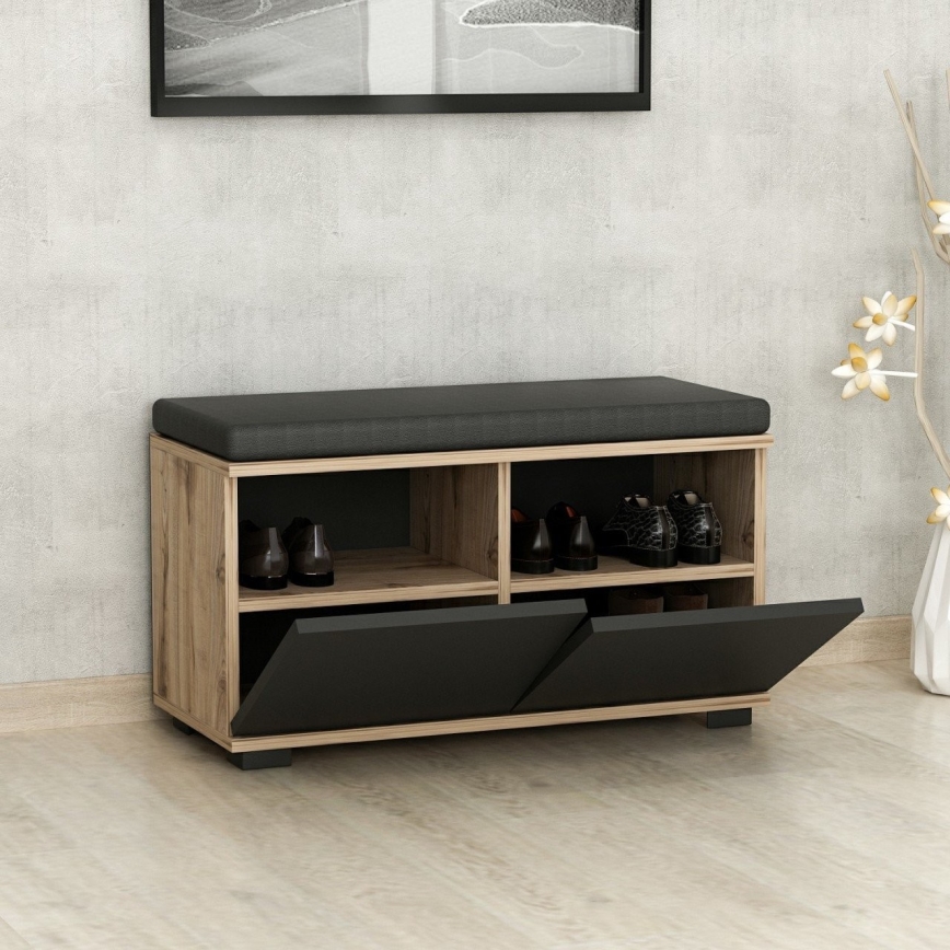 Shoe cabinet DRAGO 42x80 cm black/walnut