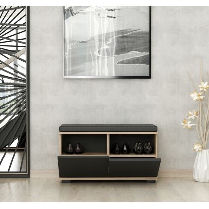 Shoe cabinet DRAGO 42x80 cm black/walnut