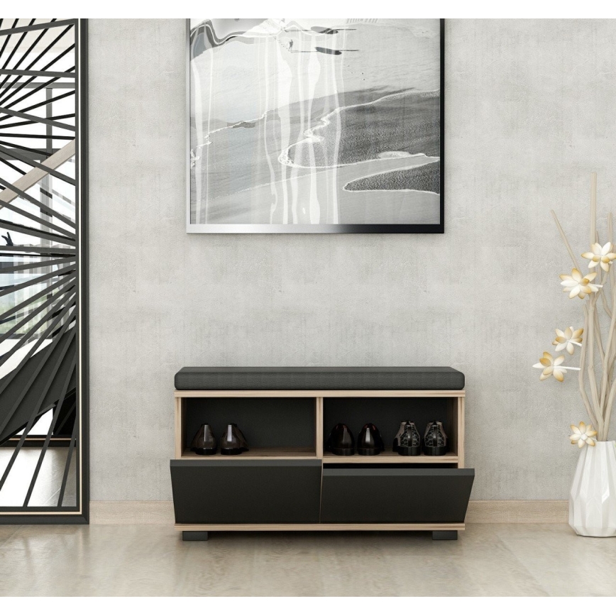 Shoe cabinet DRAGO 42x80 cm black/walnut
