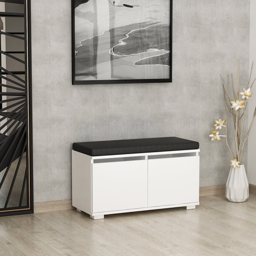 Shoe cabinet DRAGO 42x80 cm white/black