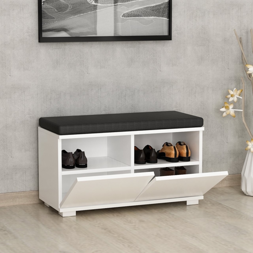 Shoe cabinet DRAGO 42x80 cm white/black