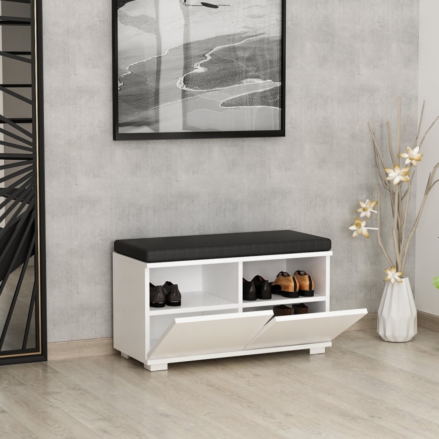 Shoe cabinet DRAGO 42x80 cm white/black