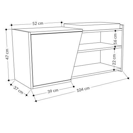Shoe cabinet FIONA 37x104 cm brown/anthracite