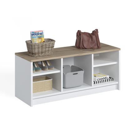 Shoe cabinet LONDON 100x35 cm white/beige