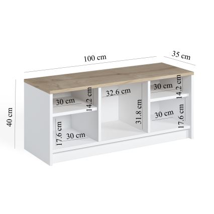 Shoe cabinet LONDON 100x35 cm white/beige