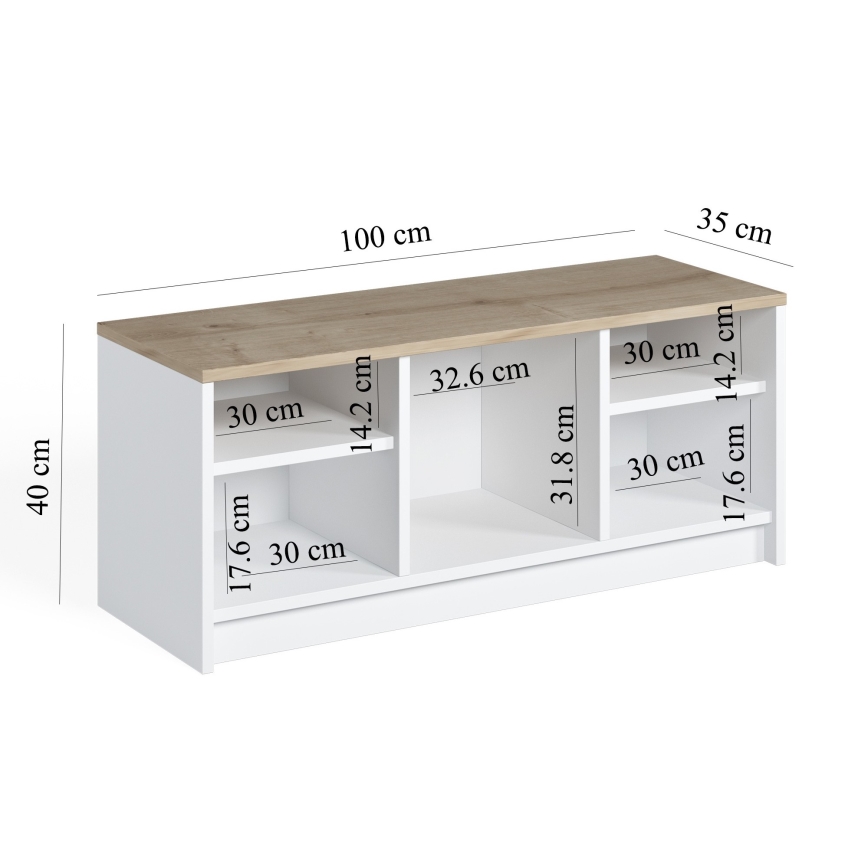 Shoe cabinet LONDON 100x35 cm white/beige