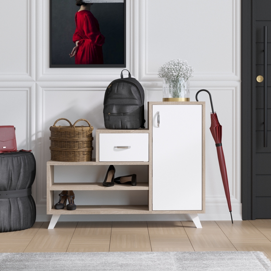 Shoe cabinet RETRO 77x90 cm beige/white
