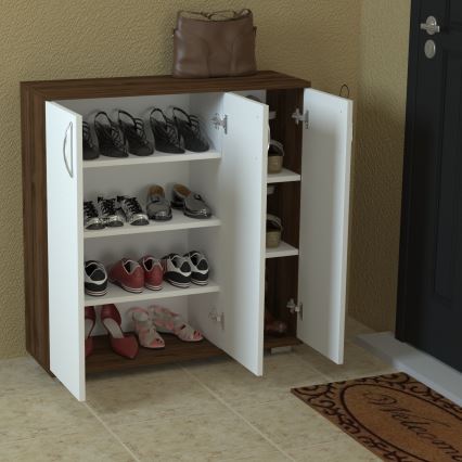 Shoe cabinet SINEM 93x89 cm brown/white