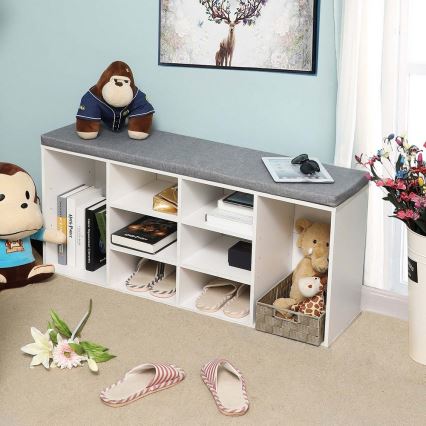 Shoe cabinet VOREN white/gray