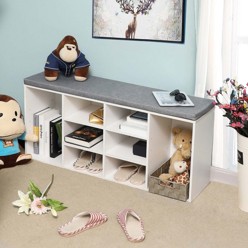Shoe cabinet VOREN white/gray