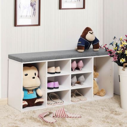 Shoe cabinet VOREN white/gray