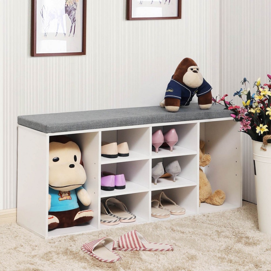 Shoe cabinet VOREN white/gray