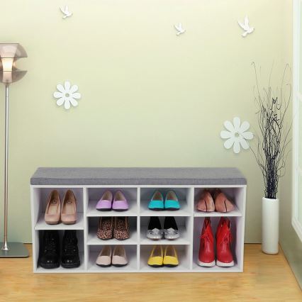 Shoe cabinet VOREN white/gray