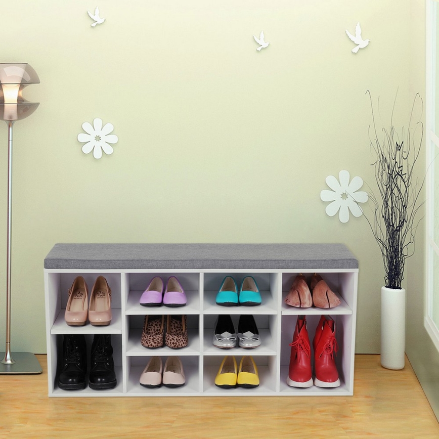 Shoe cabinet VOREN white/gray