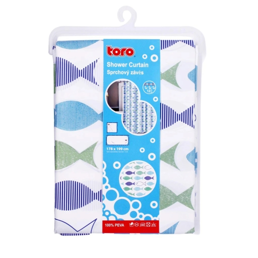 Shower curtain TORO PREMIUM 178x199 cm blue/green