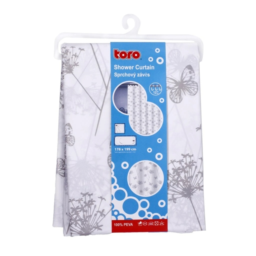 Shower curtain TORO PREMIUM 178x199 cm flowers