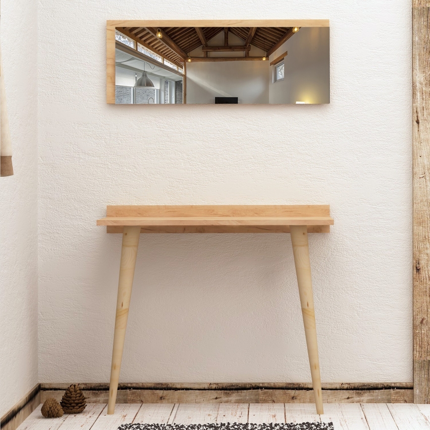 Side table BANAVENTO 84x80 cm +wall mirror 30x80 cm beige