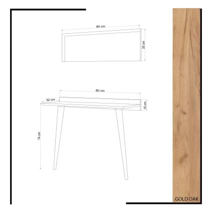 Side table BANAVENTO 84x80 cm +wall mirror 30x80 cm beige